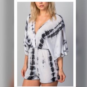 Cute little boho black & white tie dye romper
